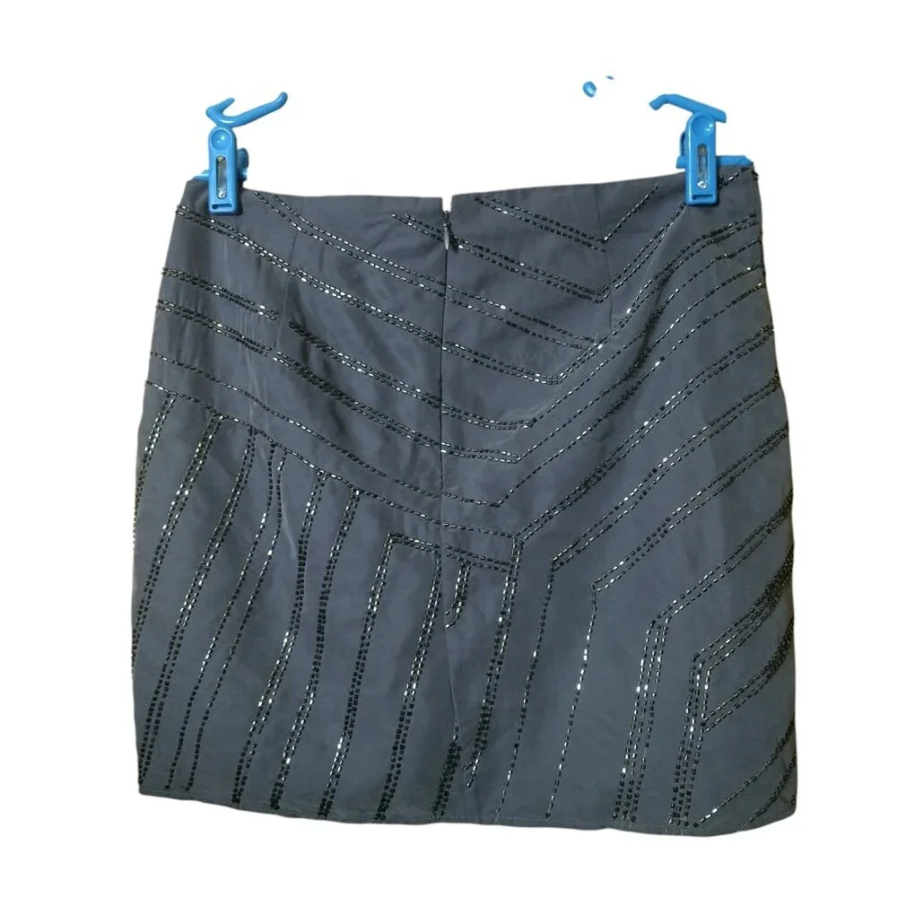 Banana Republic Size 4 Beaded Mini Skirt Purple/Blue Party Holiday Feminine